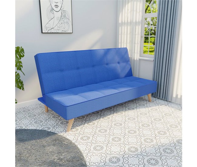 Sofá Cama Clic Clac Tipo Libro de 3 Plazas modelo Berlin Azul