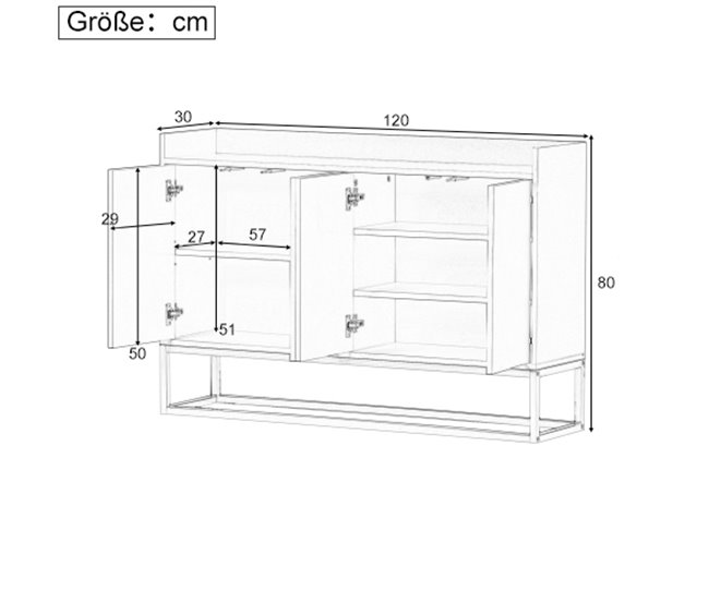 Aparador, 4 puertas, mueble comedor, comedor, sala, cocina 120 Negro