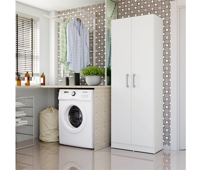 Buyqualia Armario alto Multiusos/Escobero con dos puertas Blanco