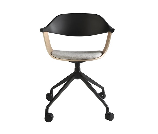 ANGEL CERDA Silla oficina giratoria tela gris claro y pvc negro Gris