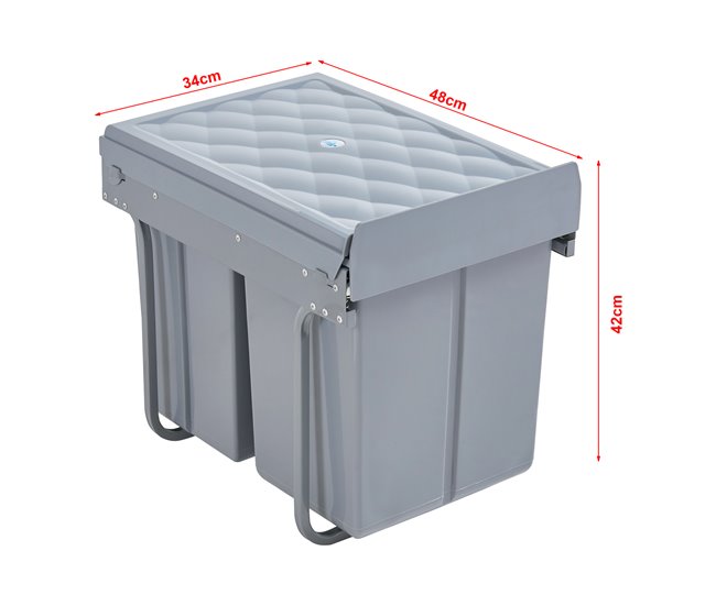 Cubo de basura extraíble Froland capacidad 2x10L + 1x20L plástico Gris