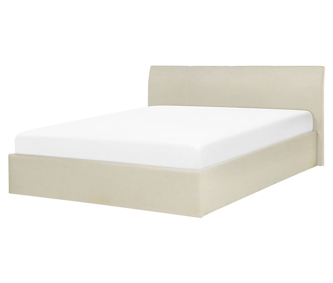 Beliani Cama con almacenaje Poliéster ORBEY 177x212 Beige