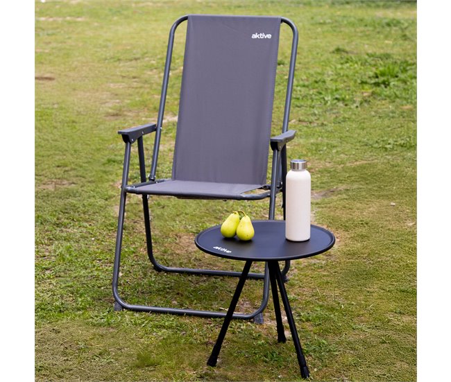 Aktive mesa plegable de camping redonda ligera y compacta Negro