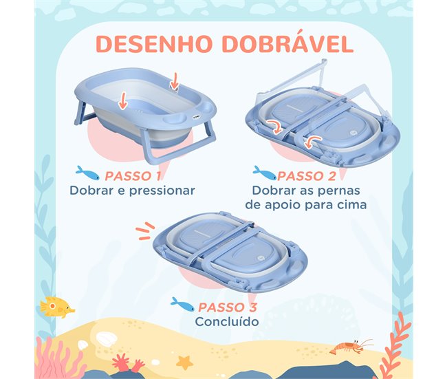 Bañera para Bebé PP, TPE, Espuma, Poliéster ZONEKIZ Azul