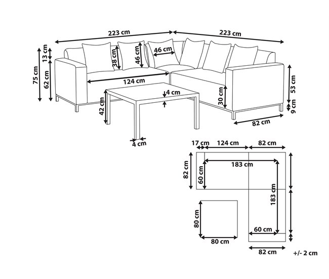 Beliani Conjunto de jardín BELIZE Gris Oscuro