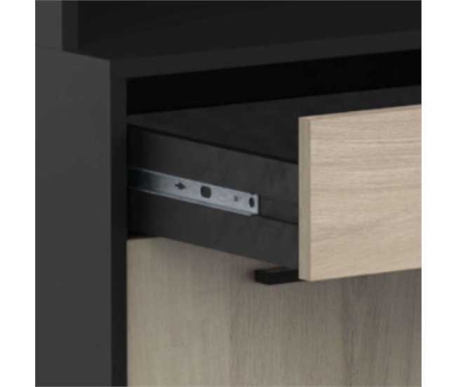 Armario Buffet Napoli con Puertas Abatibles para Cocina Negro/ Madera