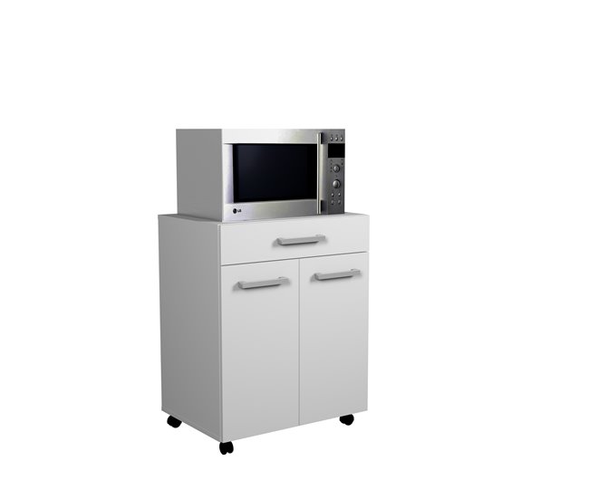 Carrito microondas UNO de 60cm 2 puertas y 1 cajón blanco mate Blanco