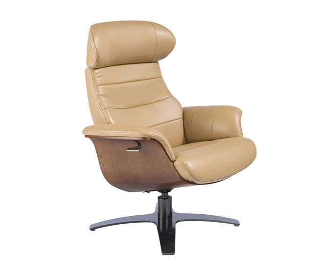 ANGEL CERDA Sillón giratorio reclinable piel arena Gris