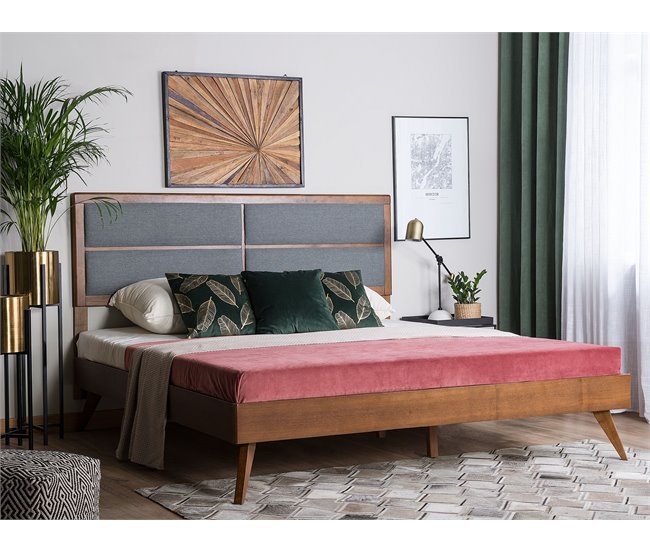 Beliani Cama con somier MDF POISSY 167x202 Gris