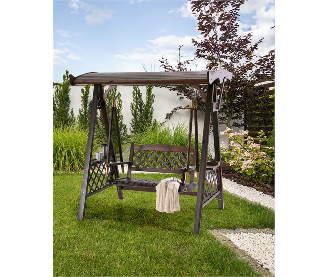 Beliani Columpio SENARICA Madera Oscura