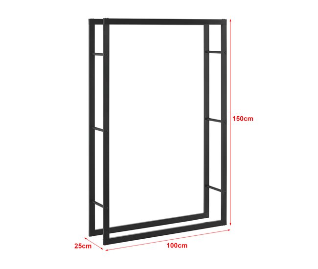 Soporte para leña Täby acero 100 Negro