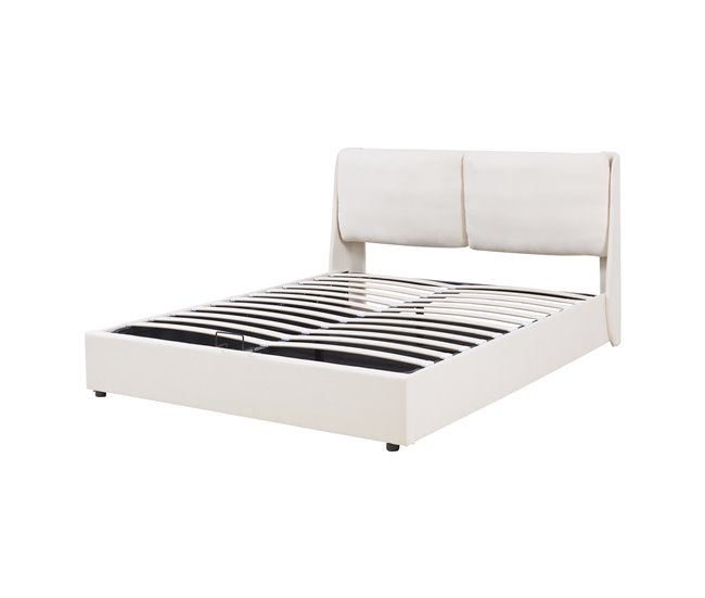 Cama matrimonio Lunner somier abatible 204x166 Beige