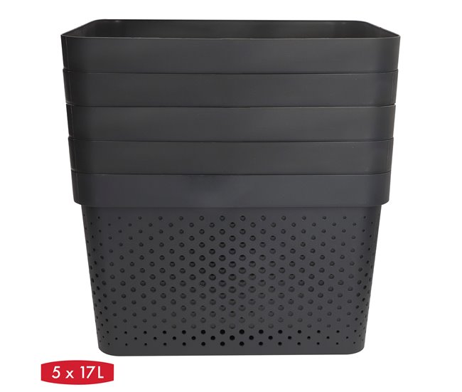 Curver Pack 5 cestas organizadoras Infinity 17L Gris