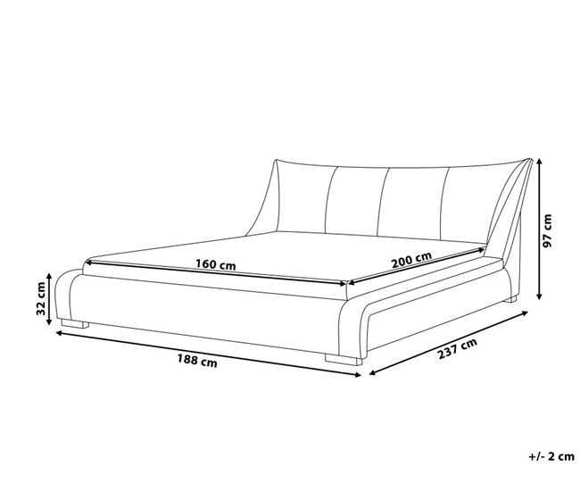 Beliani Cama de agua Piel NANTES 188x237 Gris Claro