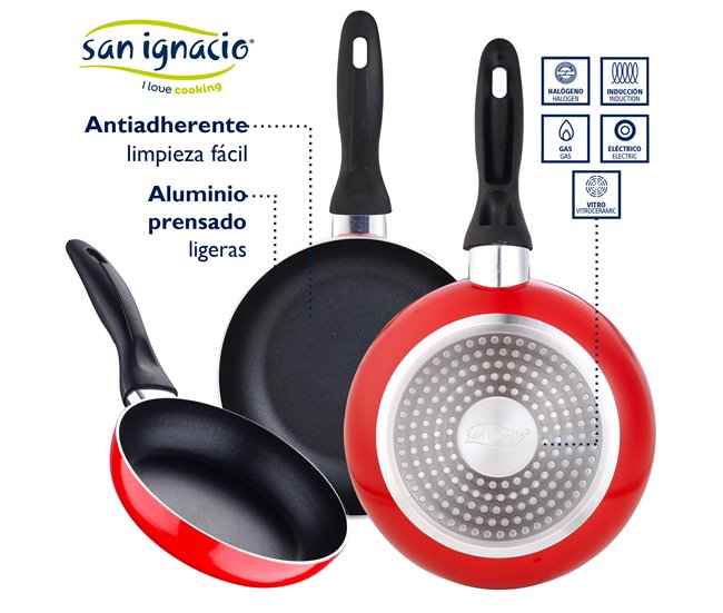 Batería de cocina 7 piezas en  + Juego de 3 sartenes Multicolor