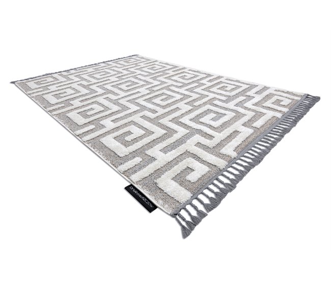 Alfombra MAROC P655 laberinto griego Franjas Bereber marroquí 180x270 Gris
