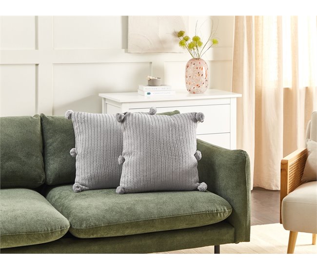 Beliani Cojín decorativo OCOTEA Gris