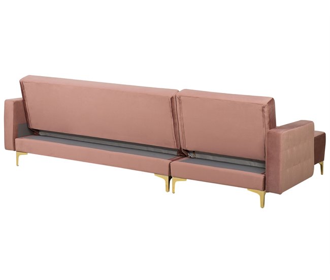 Beliani Sofá cama Terciopelo ABERDEEN Rosa