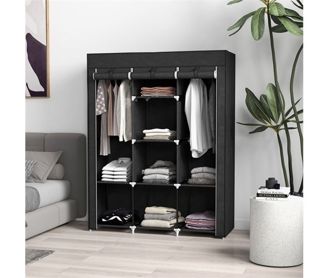 Armario de Tela Tela no Tejido, Acero HOMCOM Negro