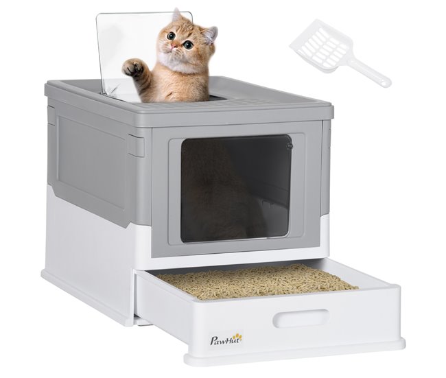 Caja de Arena PP PawHut, mascotas - accesorios para gatos Gris