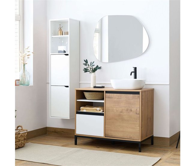 Columna Baño Suspendida Nadia 2 Cajones 2 Armarios 37 Blanco