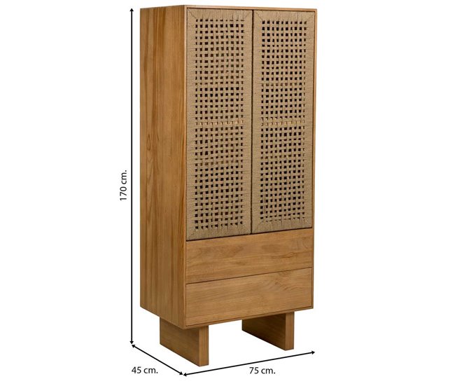 Armario de madera y cuerda trenzada Marron
