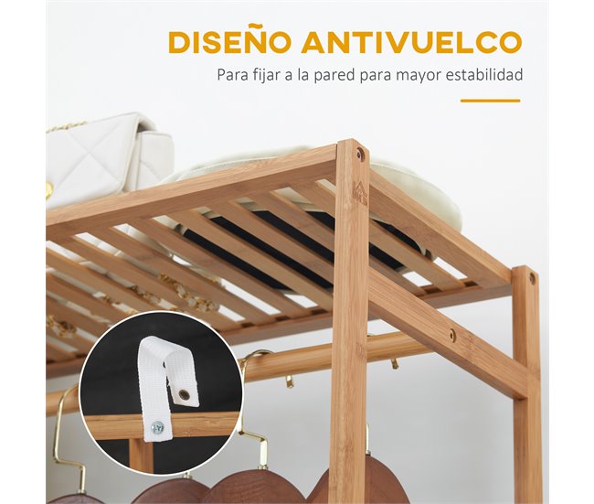 Perchero de Ropa Bambú HOMCOM, hogar - muebles de recibidor Marron