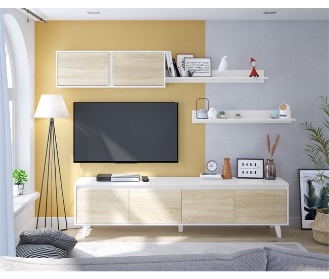 Mueble de salón LINE Blanco/ Madera