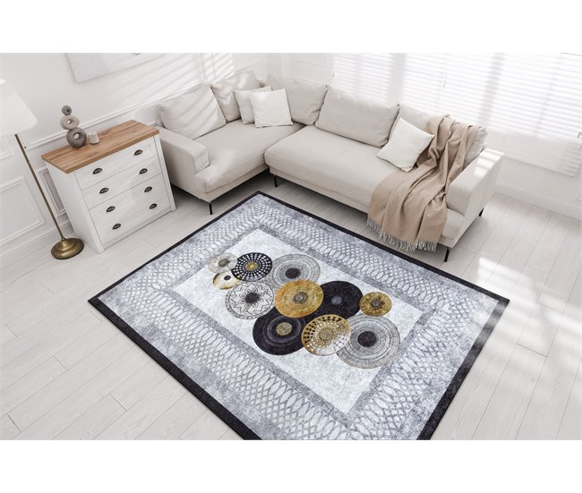 Alfombra lavable MIRO 51130.807 círculos marco 120x170 Gris