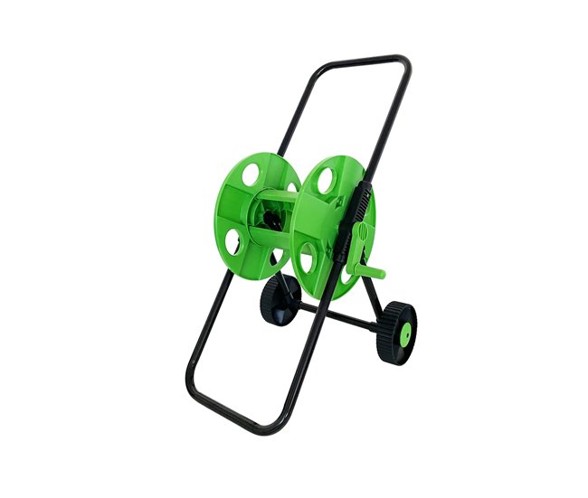 Acomoda Textil – Carro Portamangueras con Ruedas y Conector. Negro/ Verde