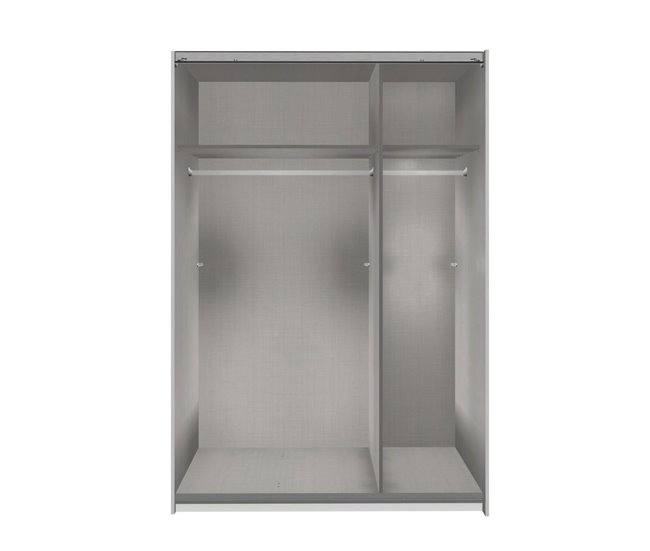 Armario 2 puertas correderas, 1 de ellas con espejo - L135 cm Gris