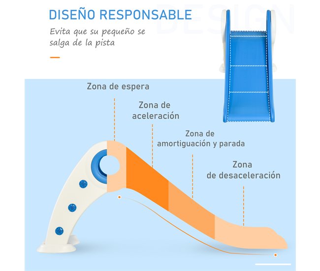 Tobogán Plegable Infantil HDPE HOMCOM Azul