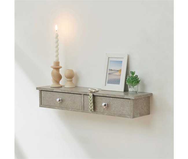 Estantería de pared con 2 cajones Geeste MDF 60 Blanco