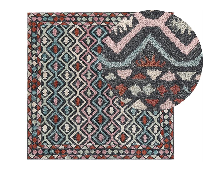 Beliani Alfombra de pelo corto HAYMANA 200x200 Multicolor