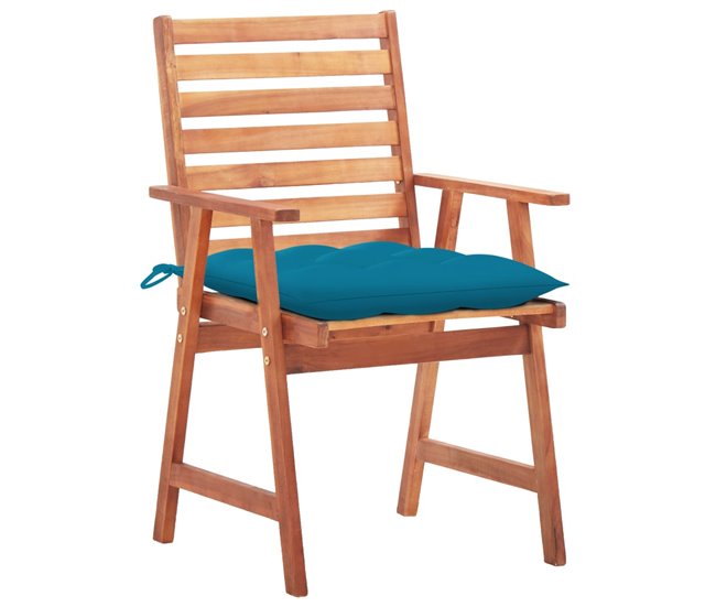 2 Sillas de comedor para jardín de madera con cojines Antracita