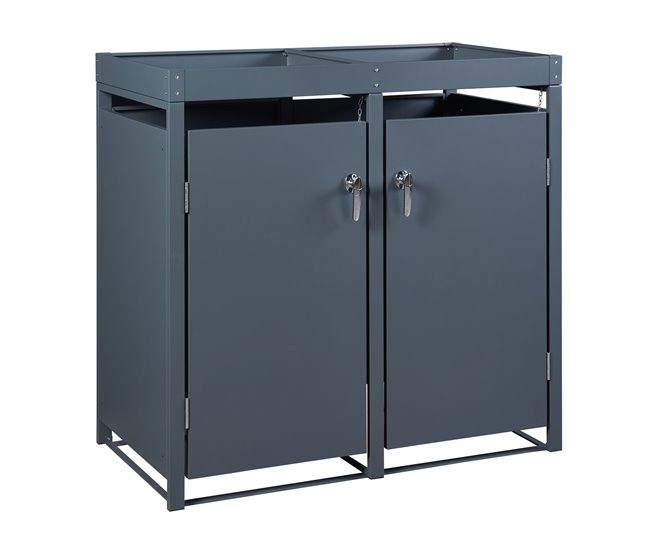 Cobertizo Valkeakoski para 2 cubos de basura de 120L acero Gris