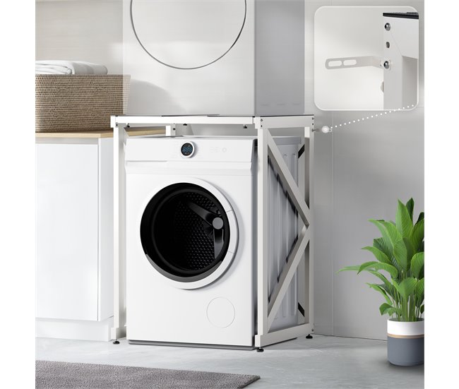 Estante para lavadora - Caleb - Metal Blanco