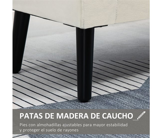 Banco de Cama Poliéster, Espuma, Madera de Caucho HOMCOM Crudo