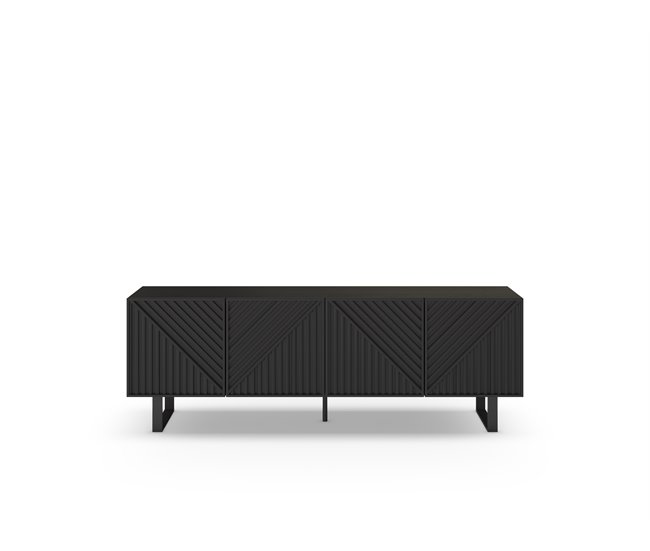 Mueble tv 161,2cm 4 puertas negro PETA Negro