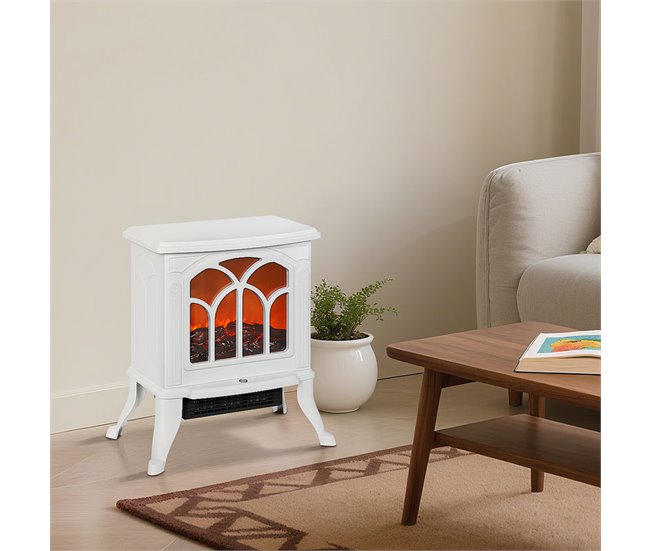 Chimenea Eléctrica Metal, Plástico HOMCOM, hogar - climatización Blanco