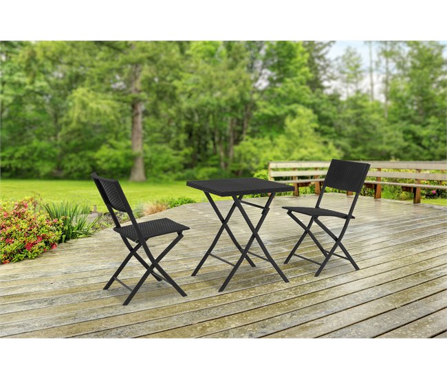 Set de jardín con mesa y 2 sillas KORA color gris Gris