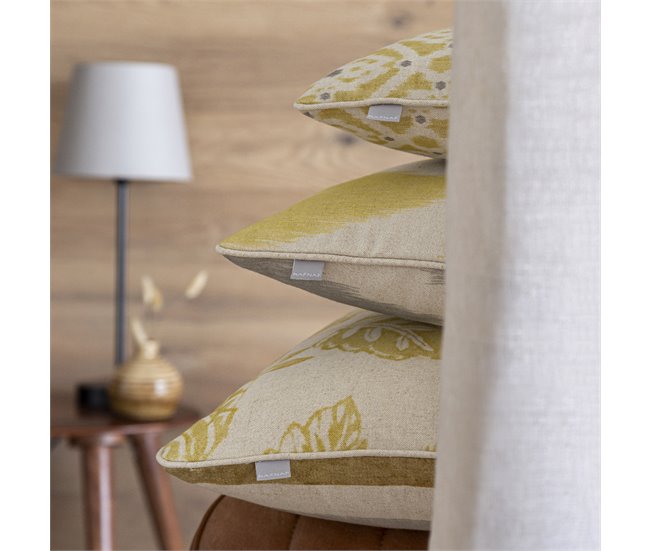 2 Fundas de cojín decorativo 85% algodón 15% lino FORMENTERA CUADRADO Amarillo