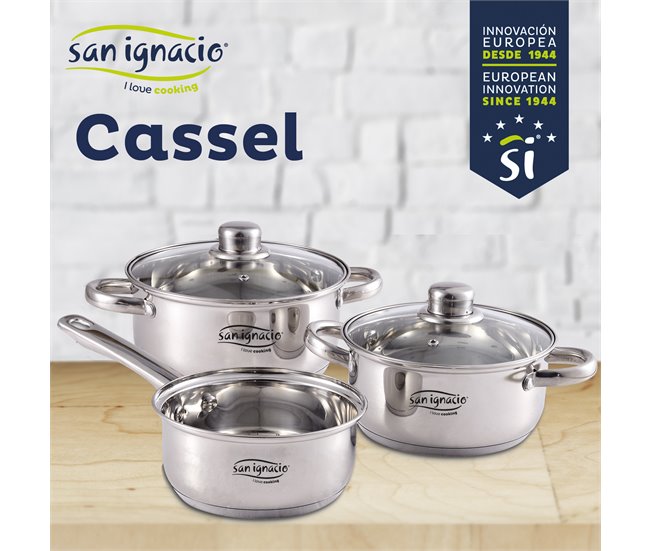 Bateria de cocina 5 piezas + sartenes Cromo