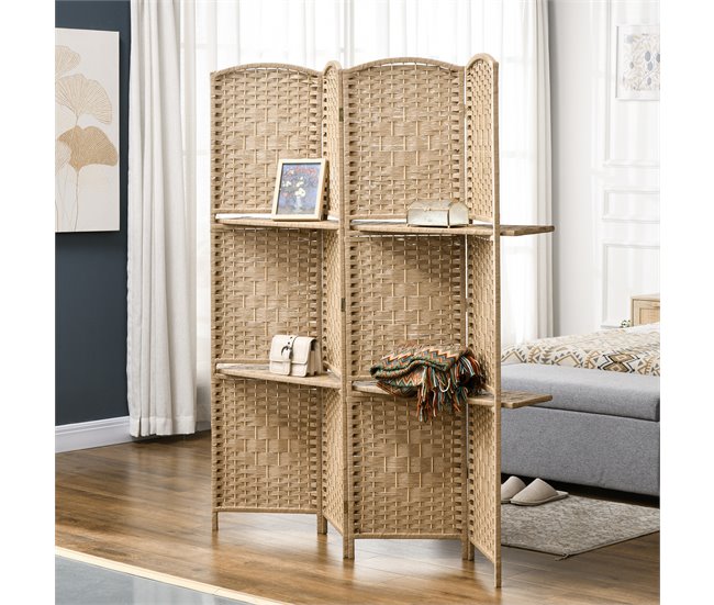 Biombo Fibra de Papel HOMCOM, hogar - decoración Marron