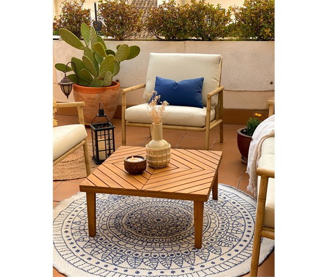 Beliani Alfombra de pelo corto YALAK 140x140 Azul