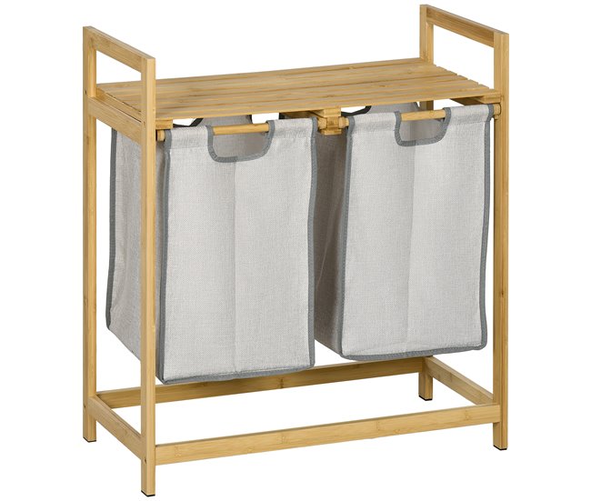 Cesto para Ropa Bambú HOMCOM, hogar - baño Madera Clara