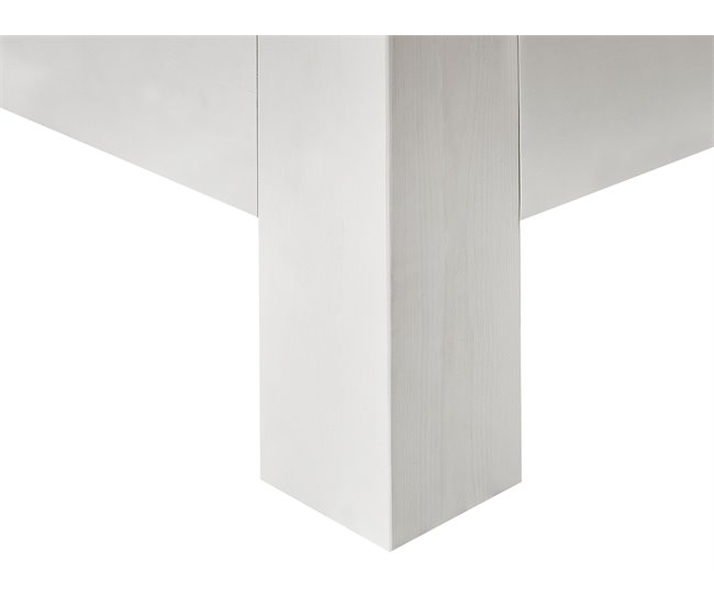 Beliani Cama con somier Madera de pino ROYAN 147x207 Blanco
