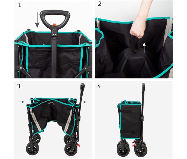 Aktive Carro plegable playa con ruedas todoterreno Negro