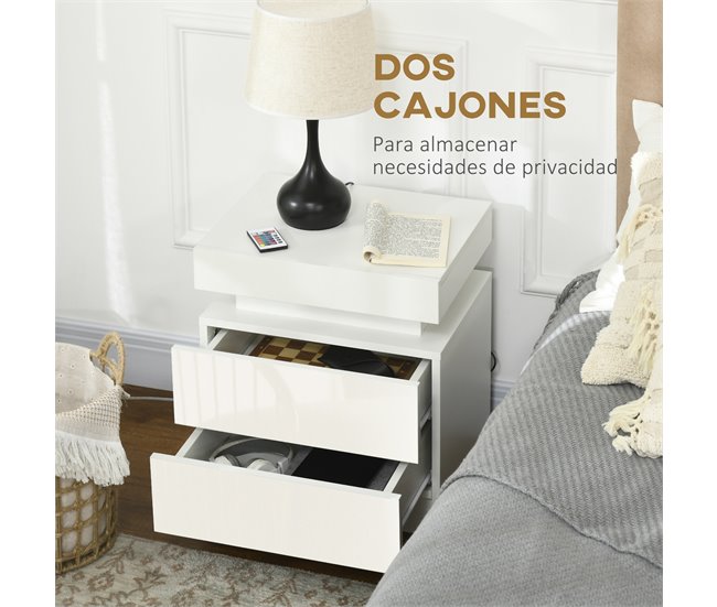 Mesita de Noche Melamina de Madera HOMCOM 45 Blanco