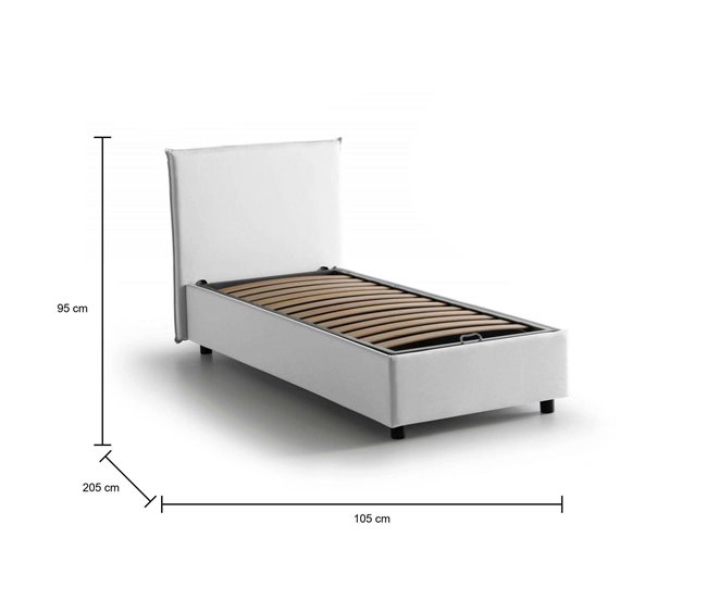 Cama individual en tela Blanco
